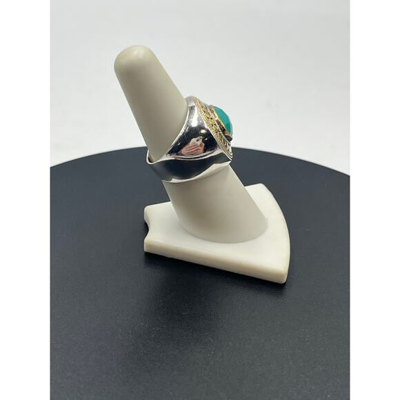 Anna Beck Sterling Silver Vermeil Chunky Oval Blue Quartz Gemstone Dots Ring 7.5 - Picture 2 of 11